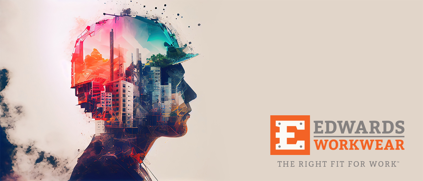 Banner of building construction engineering project devotion with double exposure design in head